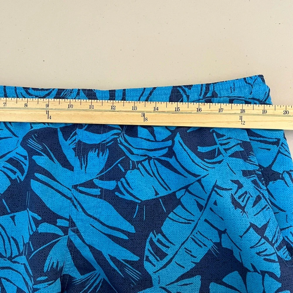 Eddie Bauer Mens Blue Tropical Palm Leaf Print Swim‎ Trunks Mesh Lining Size M